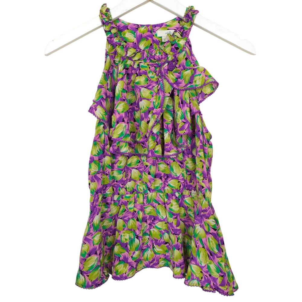 Anthropologie Odille Silk Ruffle Tank Blouse 0